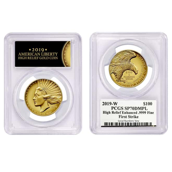 2019 W 1 oz $100 American Liberty High Relief Enhanced Uncirculated Gold Coin PCGS SP 70 DMPL FS (Liberty Label)