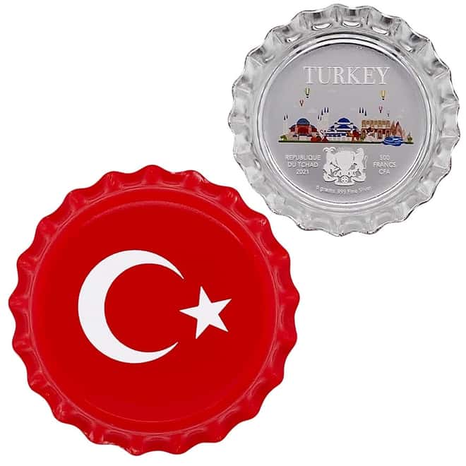 2021 Chad 6 gram World Landmarks - Turkey Bottle Cap Proof Silver Coin .999 Fine (w/Box)