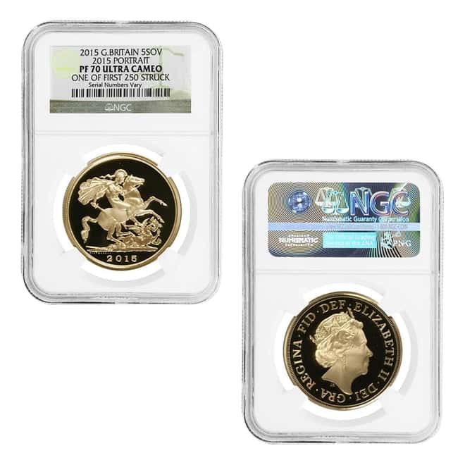 2015 2.0599 oz British Proof Gold Sovereign 5th Portrait 5-Coin Set NGC PF 70 UCAM