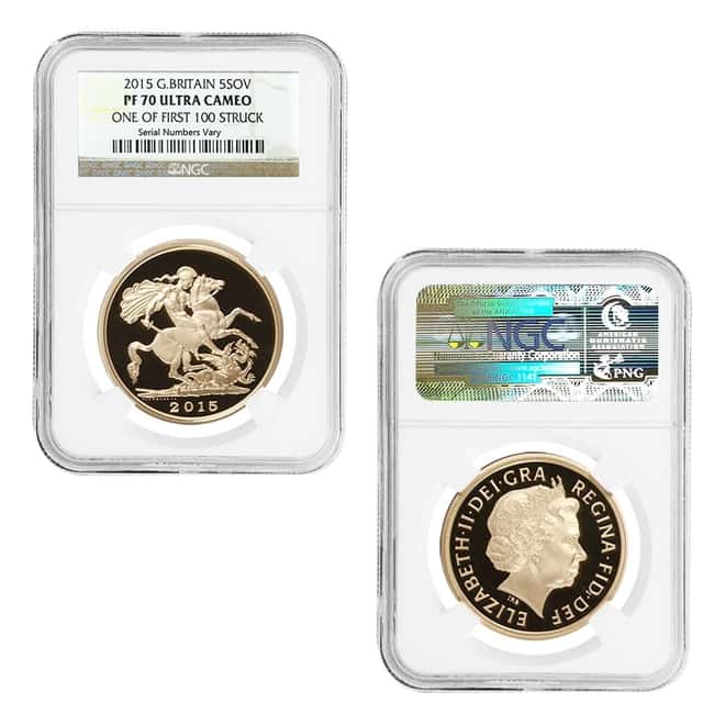 2015 2.0599 oz British Proof Gold Sovereign 5-Coin Set NGC PF 70 UCAM
