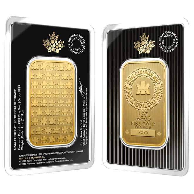 2017 1 oz Gold Wafer Bar Royal Canadian Mint RCM .9999 Fine (In Assay)