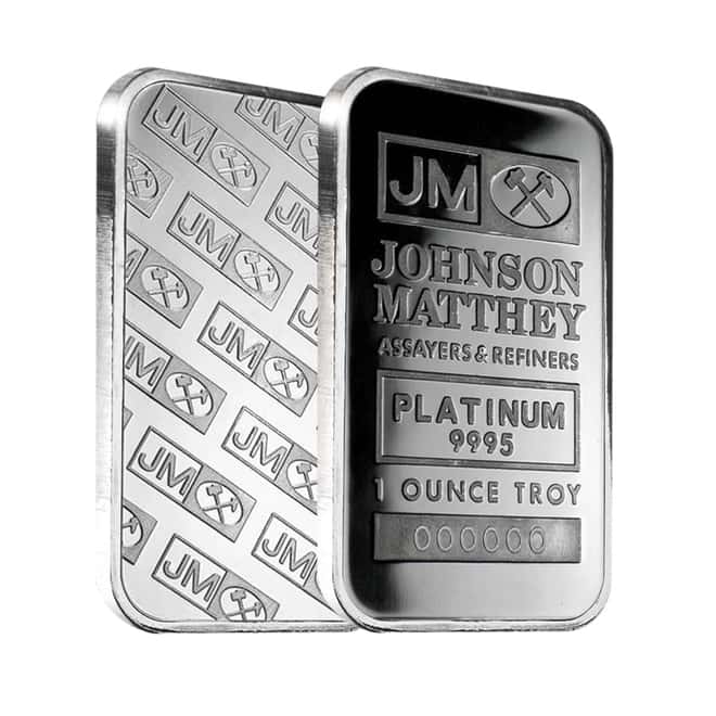 1 oz Johnson Matthey (JM) Platinum Bar .9995 Fine