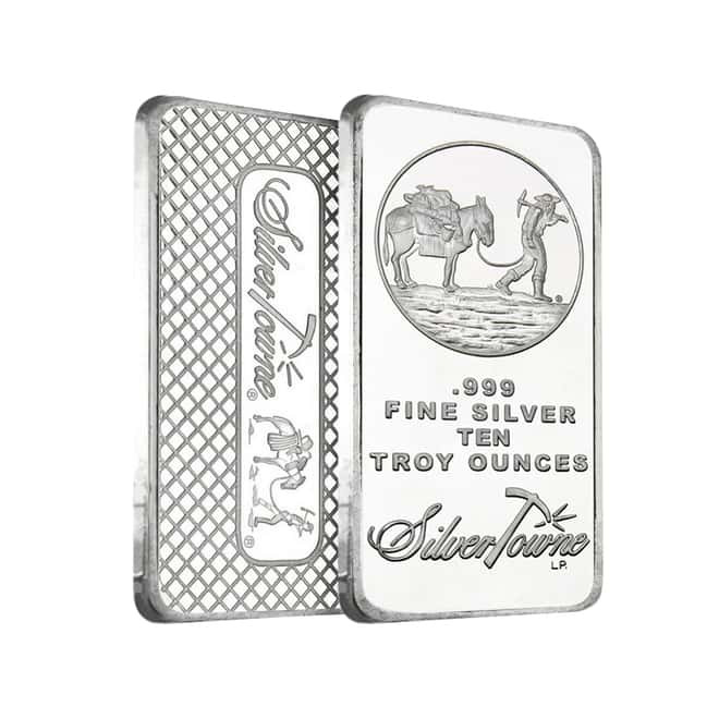 10 oz SilverTowne Prospector Silver Bar .999 Silver (Sealed)