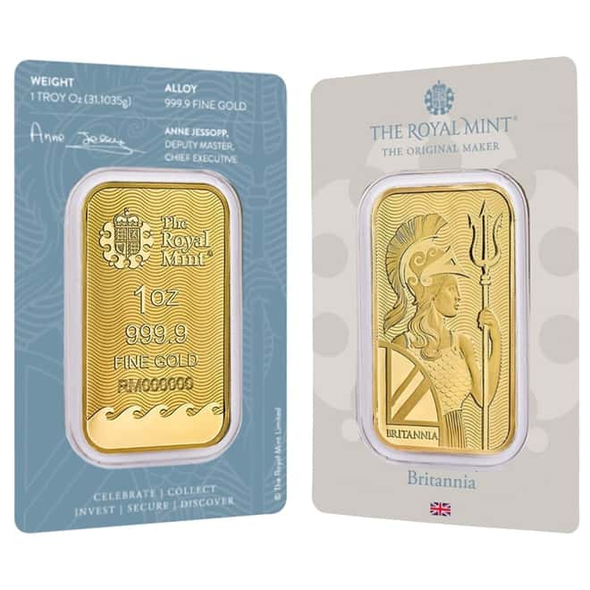 1 oz Britannia Gold Bar .9999 Fine (In Assay)