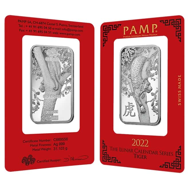 1 oz PAMP Suisse Year of the Tiger Silver Bar (In Assay)