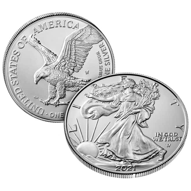 2021-W 1 oz Burnished Silver American Eagle Type 2 (w/Box & COA)