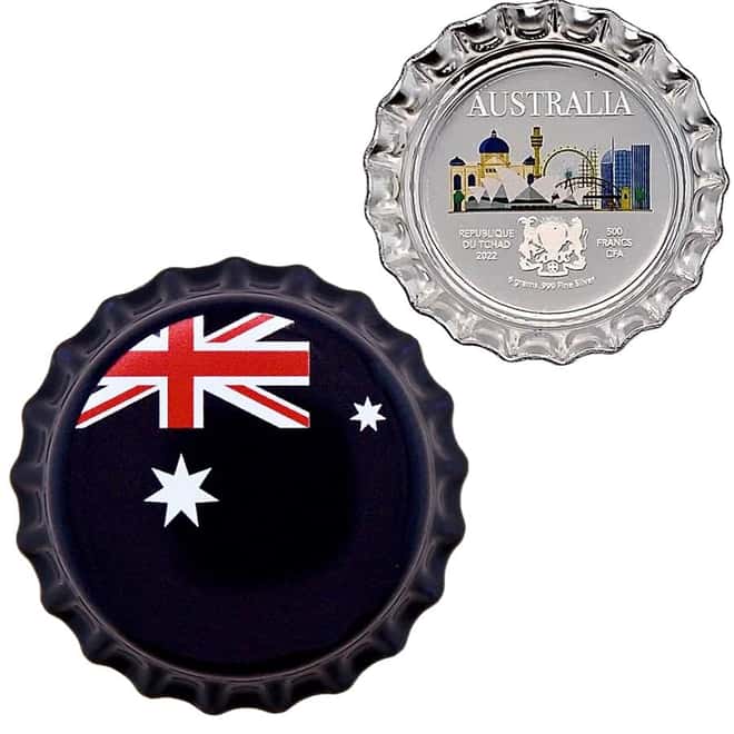 2022 Chad 6 gram World Landmarks - Australia Bottle Cap Proof Silver Coin .999 Fine (w/Box)
