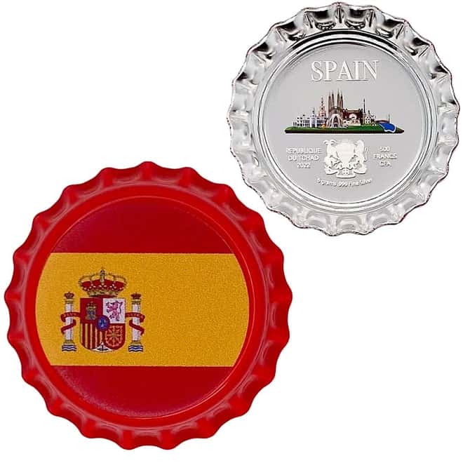 2022 Chad 6 gram World Landmarks - Spain Bottle Cap Proof Silver Coin .999 Fine (w/Box)