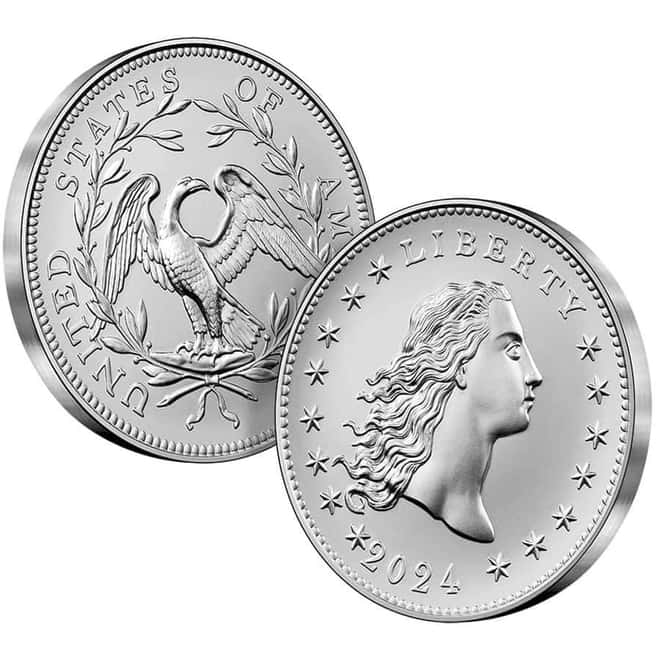 2024 1 oz Flowing Hair Silver Medal 230th Ann. (w/Box & COA)