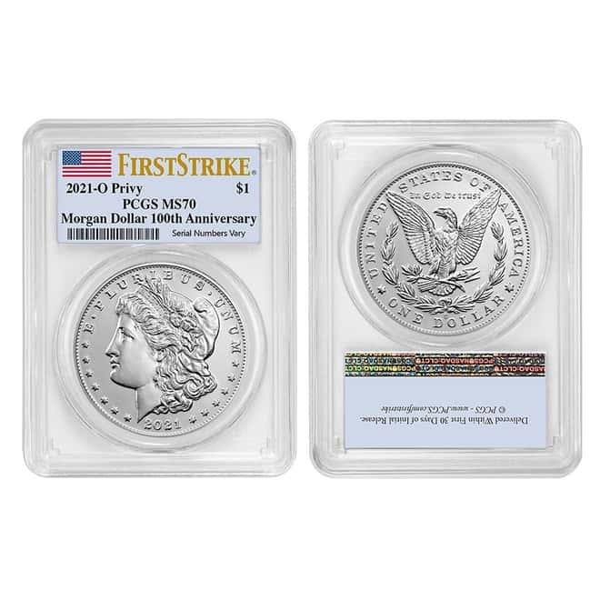 2021 Morgan / Peace Silver Dollar Centennial 6-Coin Set PCGS MS 70 FS