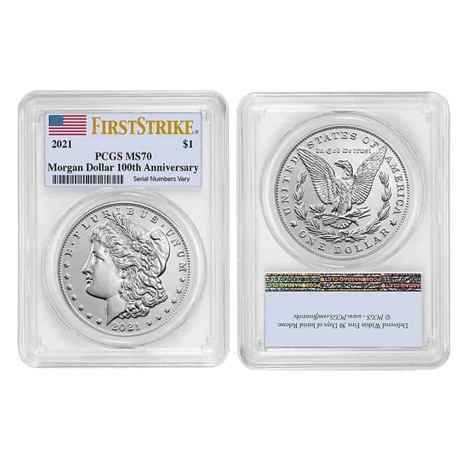 2021 Morgan / Peace Silver Dollar Centennial 6-Coin Set PCGS MS 70 FS