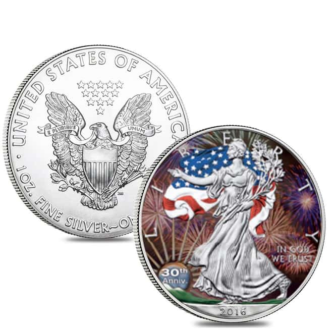 2016 1 oz Silver American Eagle $1 Coin .999 Fine BU Colored In Capsule w/Box