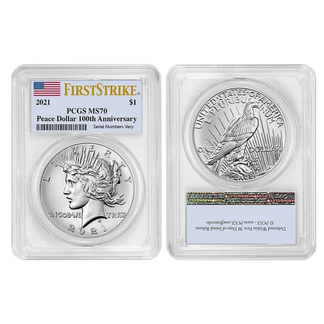 2021 Morgan / Peace Silver Dollar Centennial 6-Coin Set PCGS MS 70 FS