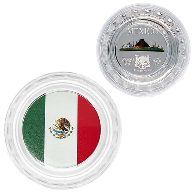 2022 Chad 6 gram World Landmarks - Mexico Bottle Cap Proof Silver Coin .999 Fine (In Cap)