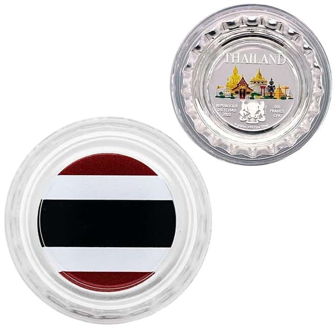 2022 Chad 6 gram World Landmarks - Thailand Bottle Cap Proof Silver Coin .999 Fine (w/Box)