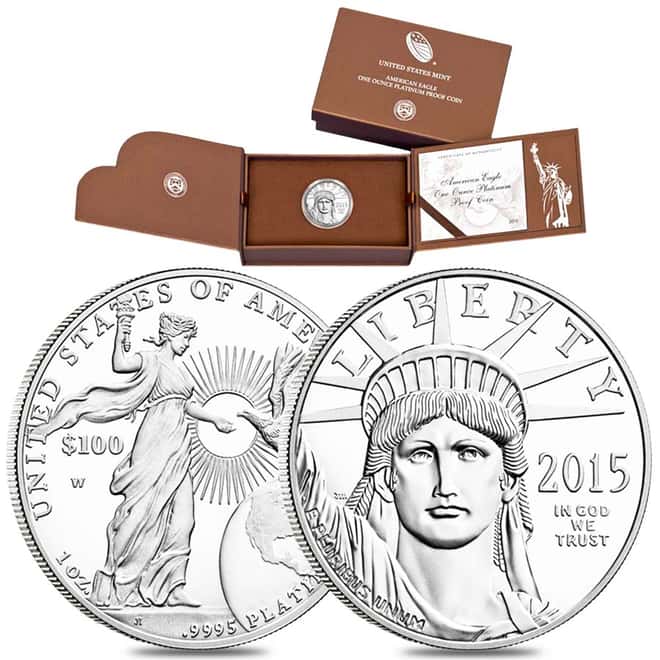 2015 W 1 oz Platinum American Eagle Proof Coin (w/Box & COA)