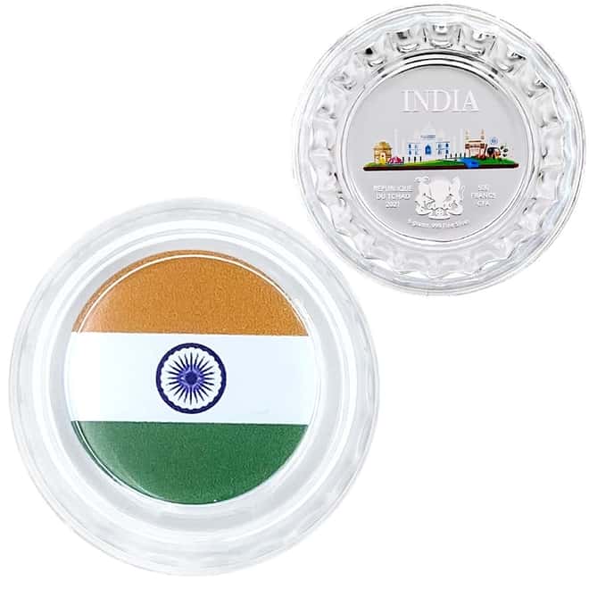 2021 Chad 6 gram World Landmarks - India Bottle Cap Proof Silver Coin .999 Fine (w/Box)