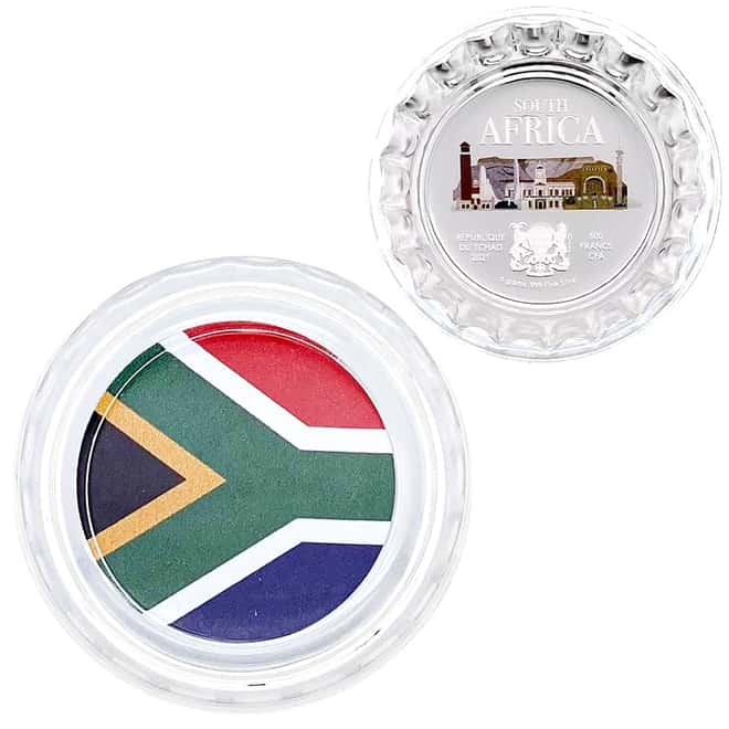 2021 Chad 6 gram World Landmarks - South Africa Bottle Cap Proof Silver Coin .999 Fine (w/Box)