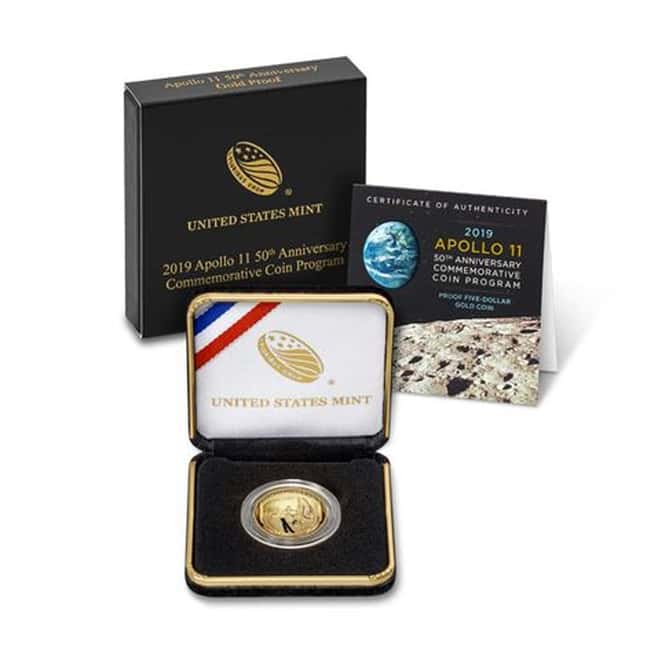 2019 W Apollo 11 50th Anniversary $5 Proof Gold Comm. (w/Box & COA)