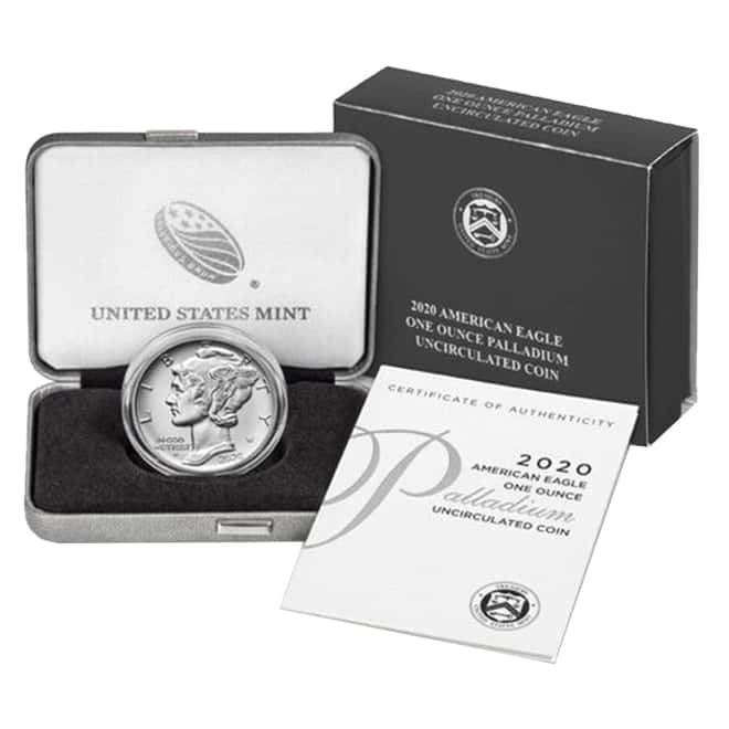 2020-W 1 oz Burnished Palladium American Eagle $25 Coin (w/Box & COA)