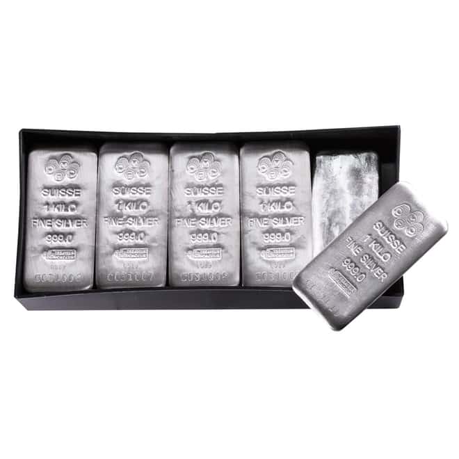 Box of 15 - 1 Kilo PAMP Suisse Silver Cast Bar .999 Fine (w/Assay)