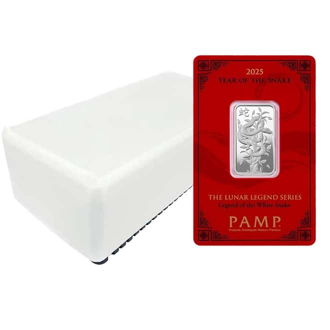2025 10 Gram PAMP Suisse Lunar White Snake Silver Bar (in Assay)