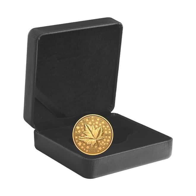 2021 1 oz Canadian Piedfort Gold Maple Leaf Celebration Coin .9999 Fine (w/Box & COA)