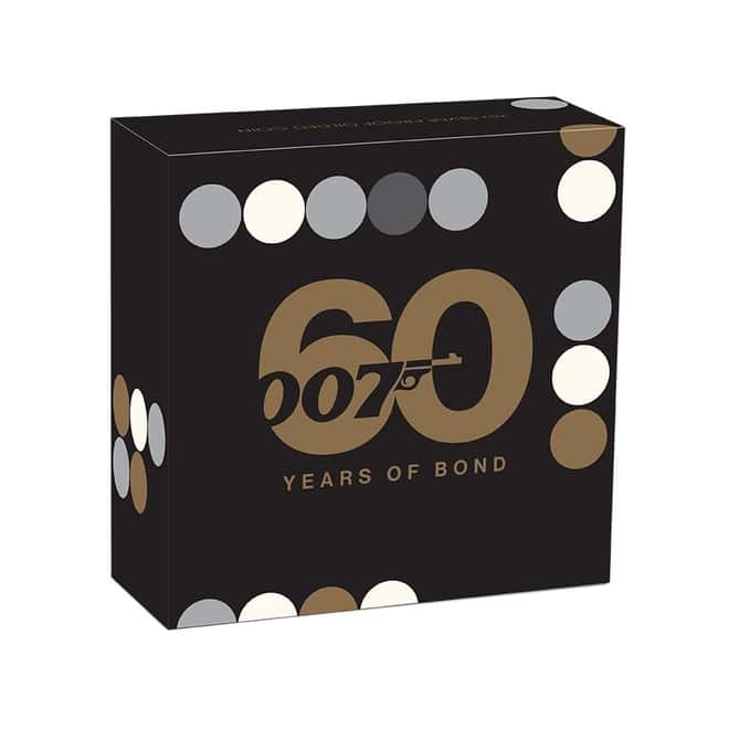 2022 2 oz Tuvalu James Bond - 60 Years of Bond Proof Gilded Silver Coin .9999 Fine (w/Box & COA)