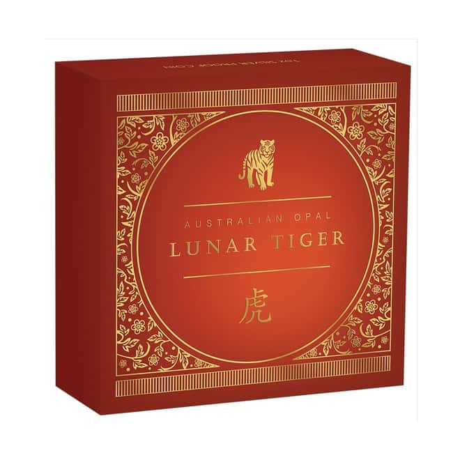 2022 1 oz Proof Silver Lunar Year of the Tiger Opal Coin Australian Perth Mint (w/Box & COA)