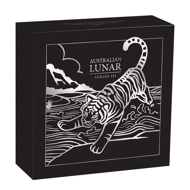 2022 2 oz Antiqued Silver Lunar Year of The Tiger Australian Perth Mint (w/Box & COA)