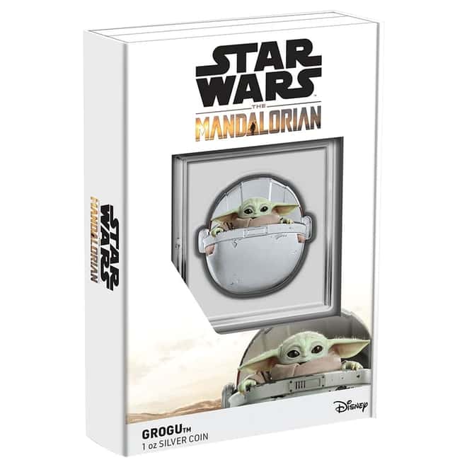 2022 Niue 1 oz Silver Grogu in Pod Shaped Coin - Star Wars The Mandalorian .999 Fine (w/Box & COA)