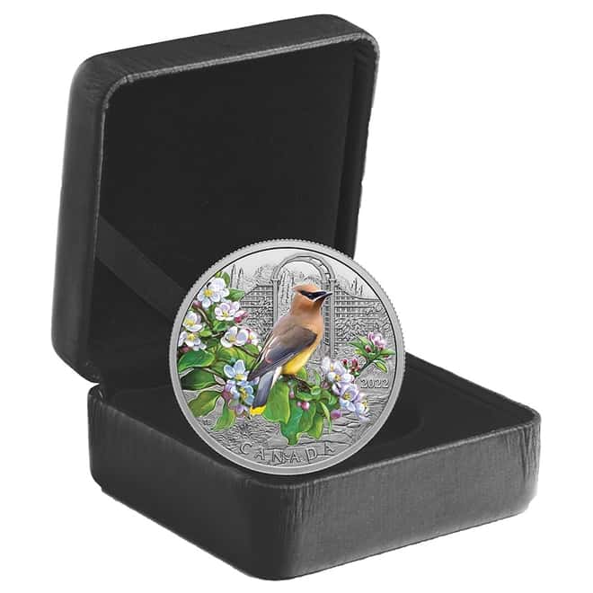 2022 Canada 1 oz Proof Silver Colorful Birds - Cedar Waxwing Coin .9999 Fine (w/Box & COA)