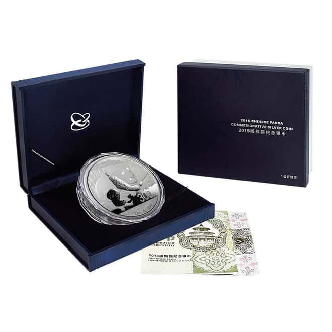 2016 1 kilo Chinese Silver Panda 300 Yuan .999 Fine Proof (w/Box & COA)