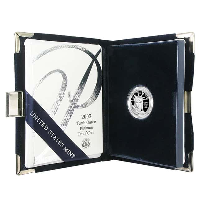 2002 W 1/10 oz Platinum Proof Eagle W/Box & COA 