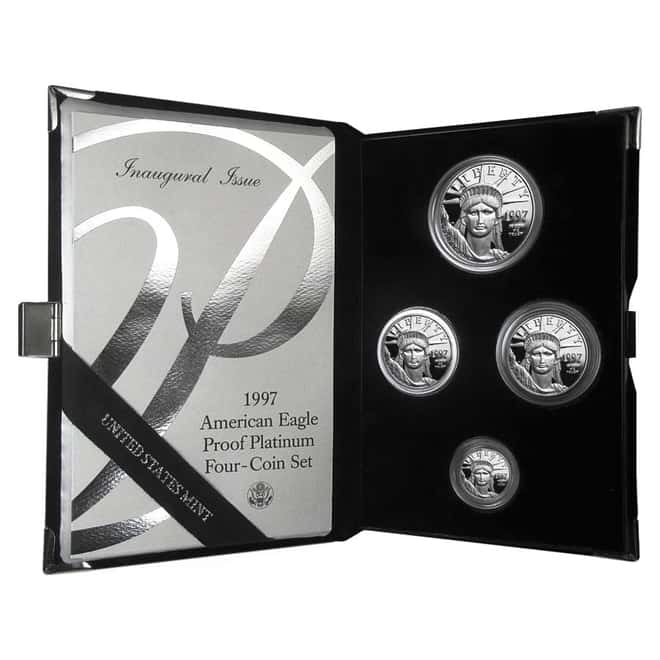 1997 W Platinum 1.85 oz American Eagle Proof 4-coin set W/Box & COA