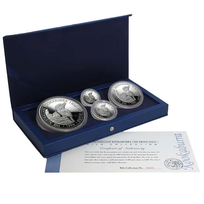 1996 45.15 oz Proof Silver Australian Kookaburra 4-Coin Set Perth Mint