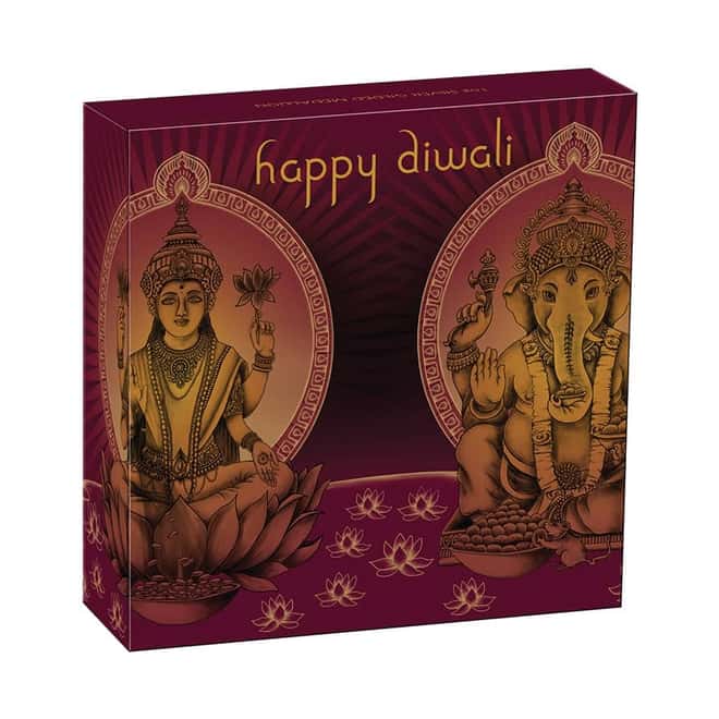 1 oz Diwali Gilded Silver Medal .9999 Fine Australian Perth Mint (w/Box & COA)