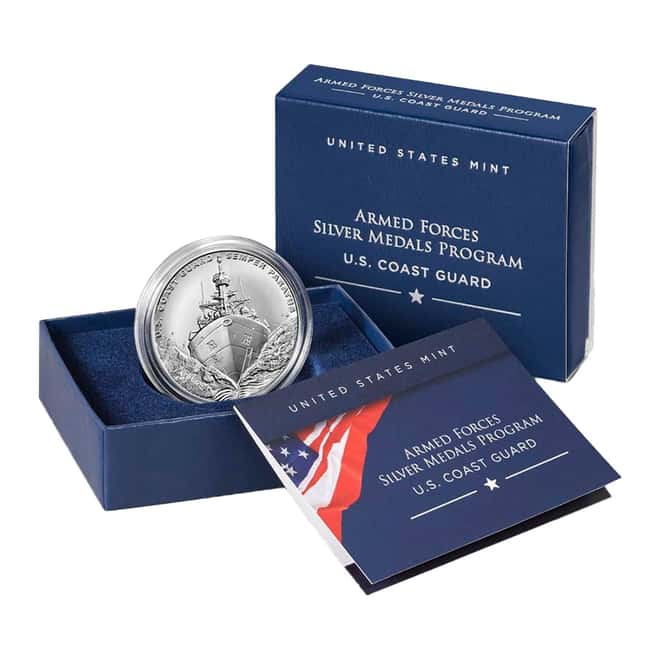 1 oz US Coast Guard Silver Medal (w/Box & COA)