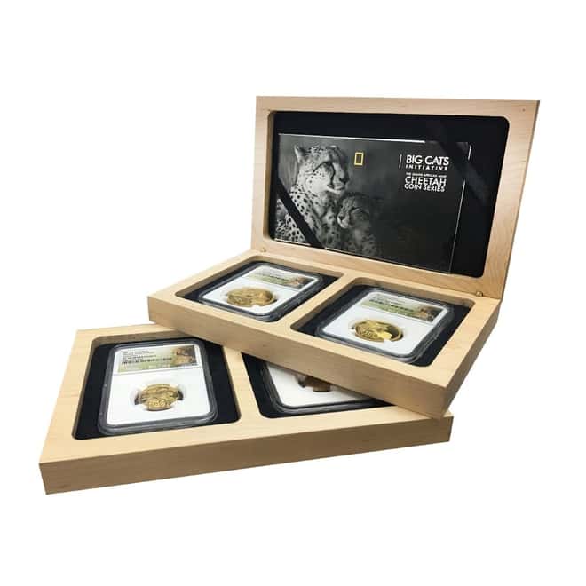 2016 1.85 oz South Africa Cheetah - Big Cats Series Proof Gold 4-Coin Set NGC PF 70 (w/Box & COA)