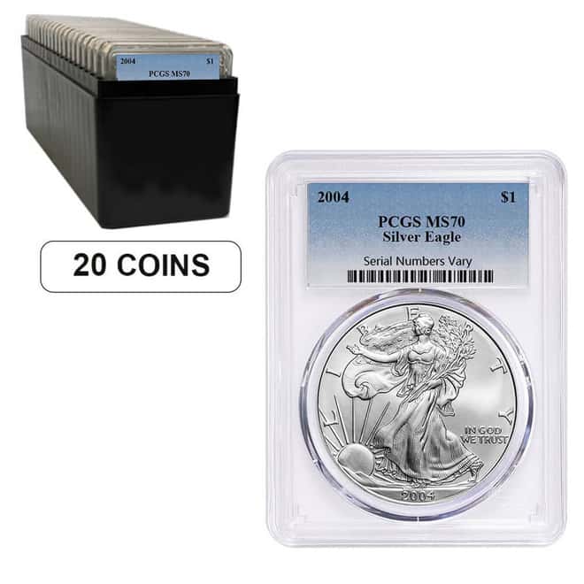 2004 1 oz Silver American Eagle $1 Coin PCGS MS 70