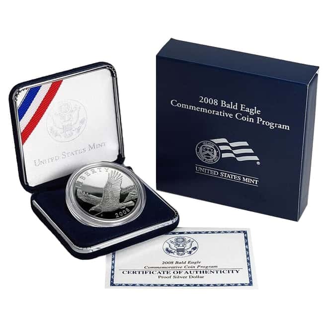 2008-P Bald Eagle Proof Silver Dollar $1 Commem (w/Box & COA)