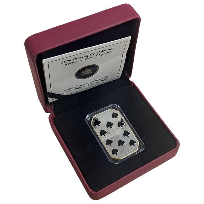2009 Canada 1 oz Playing Card Money Series Ten of Spades Silver Coin