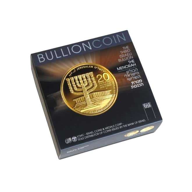 2012 Israel 1 oz The Menorah Gold Coin BU .9999 Fine (w/Box & COA)