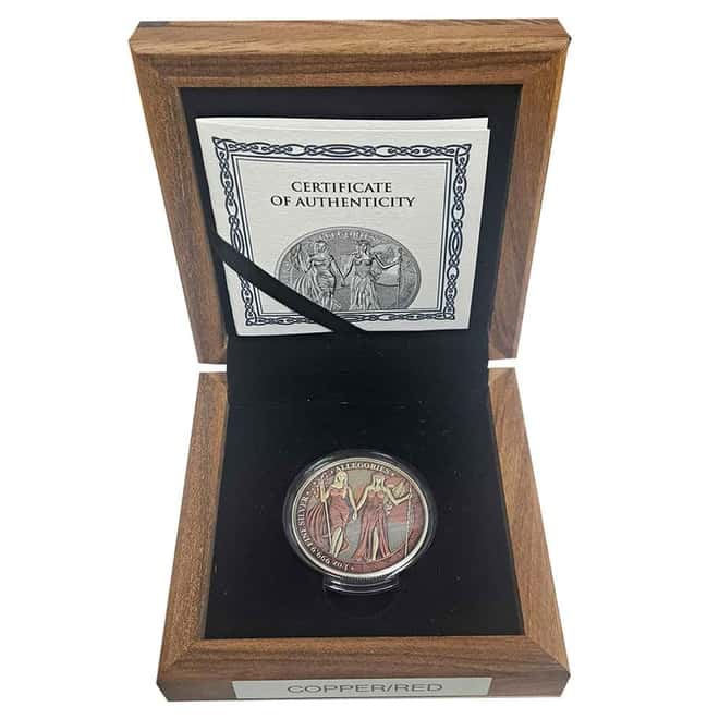 2019 1 oz Columbia & Germania The Allegories Copper Red Silver Coin