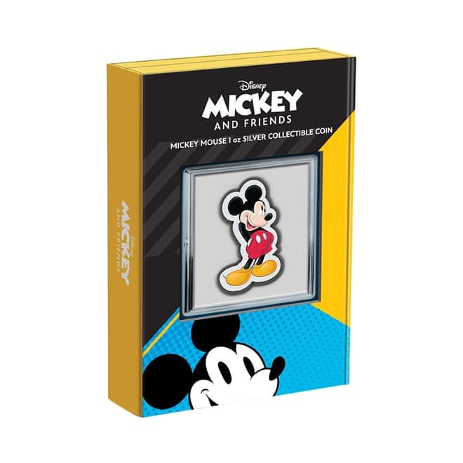 2021 Niue 1 oz Colorized Silver Disney Mickey Mouse Shaped Coin (w/Box & COA)