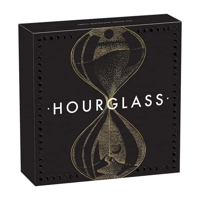 2021 Tuvalu 2 oz Antiqued Silver Hourglass Coin .9999 Fine (w/Box & COA)