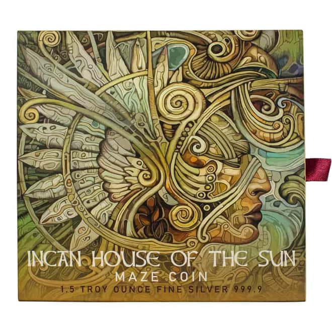 2022 1.5 oz Silver Incan House of Sun Maze Coin Solomon Islands .9999 Fine (w/Box & COA)