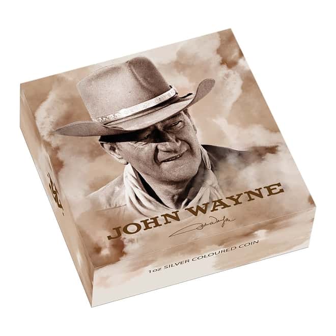 2022 1 oz Tuvalu John Wayne Proof Colorized Silver Coin .9999 Fine (w/Box & COA)