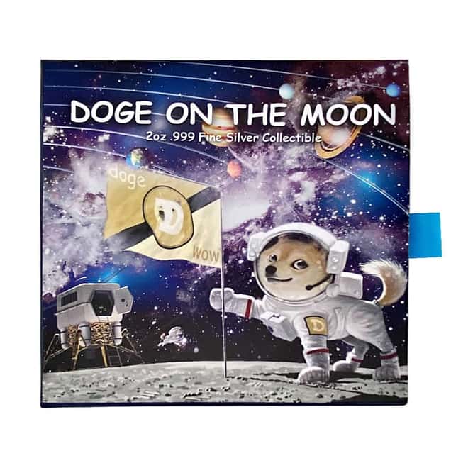 2022 Chad 2 oz Silver Doge On The Moon Antiqued High Relief Coin .999 Fine (w/Box)