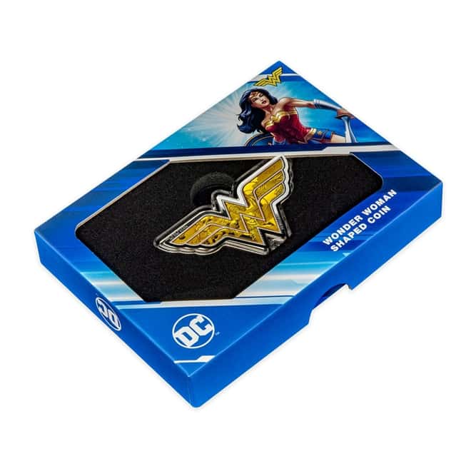 2022 Cook Islands 1 oz DC Comics Wonder Woman Emblem Shaped Silver Coin (w/Box)